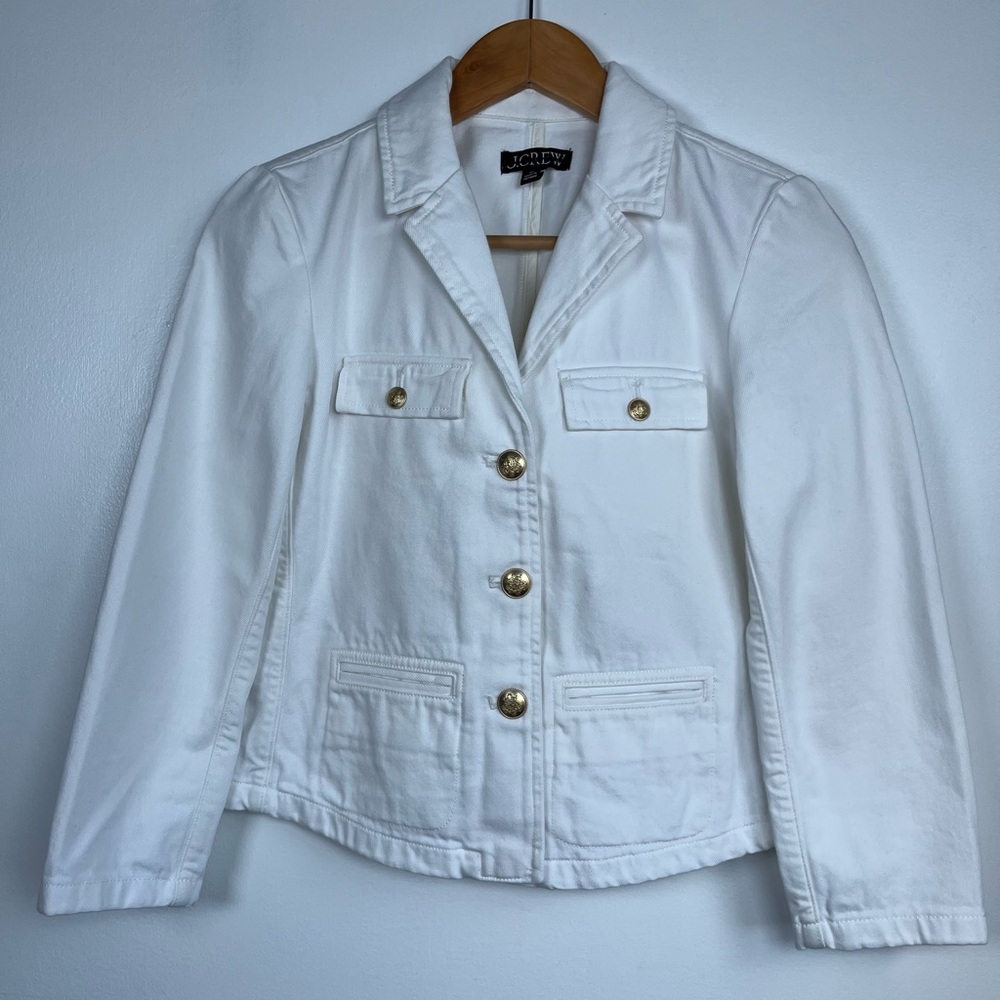 New J.Crew Size 00 Denim blazer-jacket Women’s in white - Picture 6 of 14